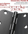 Six Pack Matte Black Interior Door Hinges Three Point Five Inch Round With Five Eighths Inch Radius Heavy Duty Hinges Removable Pin for Standard Doors