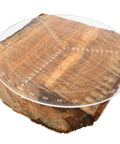 Clear Acrylic Center Finder Gauge For Circles 11.8 Inch Diameter Lathe Centering Tool on wood block for precise marking.