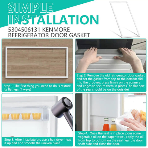 Instructions for installing Upgraded Freezer Door Gasket Replacement 67 By 33 Inches for Refrigerator Tight Seal Premium Rubber Gasket 5304506131.