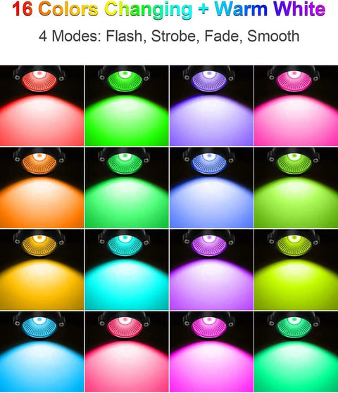 16 color modes of 12W Color Changing RGB Landscape Lights With Remote Control Low Voltage Waterproof LED Outdoor Spotlight