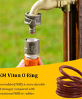 Viton O Ring Assortment Kit With 30 Sizes SAE FKM Seals depicted in a plumbing scenario showing a garden faucet connection.