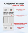 Diagram of PV Solar Fuse Holder 2 Pole With 35mm DIN Rail Mount For Solar Arrays HSPV 30D DC 1000V 32A, grey enclosure