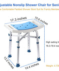 Heavy Duty Shower Chair With Backrest For Inside Shower Nonslip Bath Stool With Drain Holes Aluminum Frame Reclined Back
