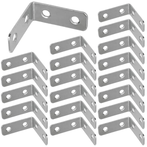 Heavy Duty L Bracket Corner Braces 20 Pack 1.5 Inch Right Angle Mounts For Wood Shelves Cabinets And DIY With Zinc Plated Screws Steel Corner Supports
