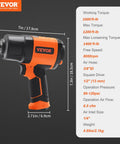 Half Inch Air Impact Wrench With 1400 Ft-Lbs Torque, Ultra Lightweight 4.6 Lbs, Twin Hammer Beast Power, side view