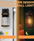 Outdoor Dusk To Dawn Sensor Wall Sconce Lighting No Brainer Hands Free Operation Anti Rust Exterior Porch Light Fixtures