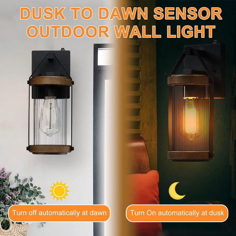 Outdoor Dusk To Dawn Sensor Wall Sconce Lighting No Brainer Hands Free Operation Anti Rust Exterior Porch Light Fixtures