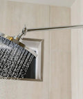 Adjustable Brass Shower Arm Extension With Chrome Finish For Standard Showers 11 Inch Plus Height And Angle Control Rain Shower Head
