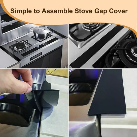 Two Pack 21 Inch Silicone Stove Gap Covers For Gas Burners Nonstick Washable Reusable Easy To Clean Stovetop Gap Protector Mats in use