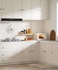 Modern kitchen with installed Dope Crystal Cabinet Knob Set, 8 Pack Glass Crystal Vintage Hardware In Antique Brass Bronze Finish.