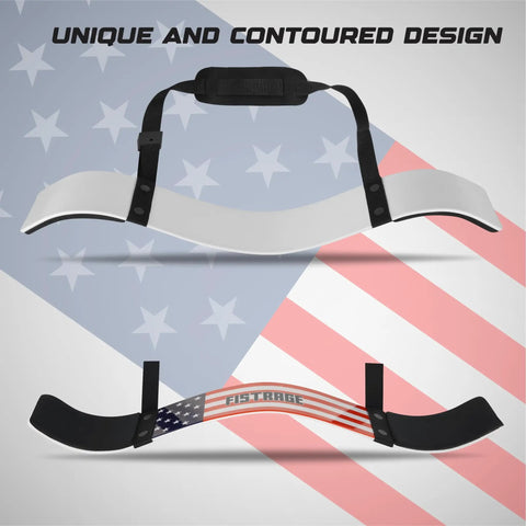 Arm Blaster For Biceps And Triceps, Heavy Duty Aluminum Isolator With Thick Neck Padding, American Flag Design displayed front and back