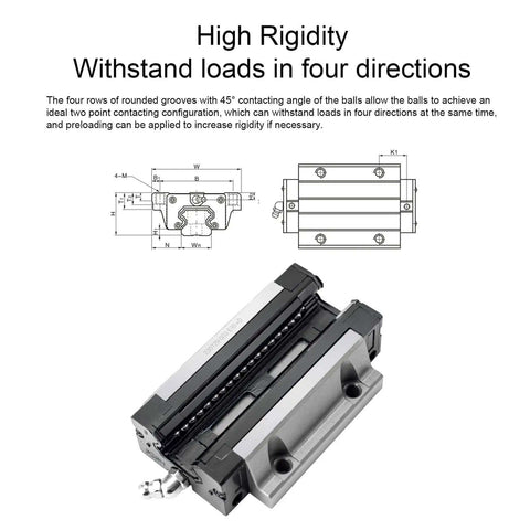 Top Tier Hgw20CC Linear Guide Rail Kit With Dual Blocks And 300Mm Bearing Steel Sliding Guideway for CNC router