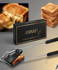 AnNafi Cast Iron Sandwich Maker Stove Top Grill Press Non Stick Hand Toaster Pan For Gas Flame Hot Crisp Grilled Cheese Cubano with boxed design.