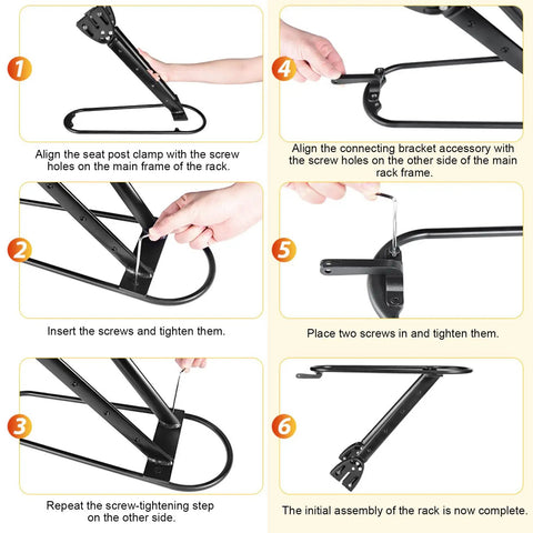 Installation guide for the Sleek Carbon Fiber And Aluminum Rear Bike Rack For Mountain And Road Bikes.
