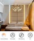 LED Tunable White Strip Light 32.8ft With 600 2835 LEDs in a modern bedroom showing cool to warm white tones, dimmable lighting.