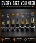 Heavy Duty Carbon Steel Riv Nut Tool Kit For M3-M12 Fastening With Drill Adapter And Mandrels For Industrial Use Or Cool DIY Projects That Are Built To Last Through High Torque Jobs Without Stripping Threads. M3-M12 mandrels shown