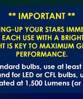 Instructions for charging Huge 500 Piece Glow In The Dark Ceiling Stars Set With Sun Moon Earth Planets And Big Dipper For Kids Room.