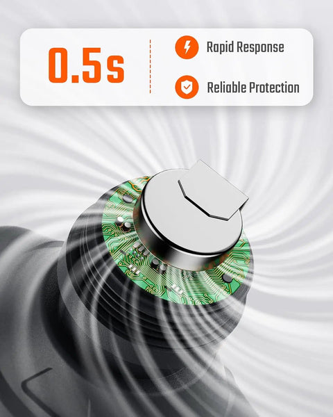 Close-up view of Portable Carbon Monoxide Detector With Audible And Visual Alarm And Backlit LCD, highlighting sensor and circuitry.
