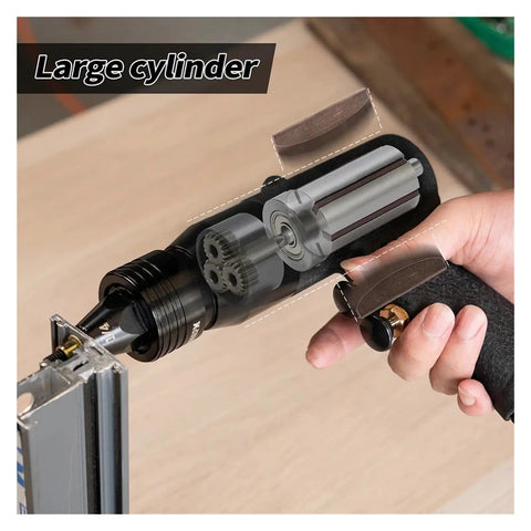 Rivet Nut Gun Set For Auto DIY Projects, Pneumatic Riveter Tool Kit showing large cylinder mechanism