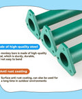 Green steel bars with mounting plates from 16 Inch 7 Color Steel Monkey Bars Set For Backyards And Playgrounds, Indoor Outdoor Climbing Kit For Kids, Durable Ladder Rungs, 7 Piece Colorful Set Now featuring anti-rust coating