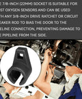 Offset Oxygen Sensor Socket 3/8 Inch Drive By 7/8 Inch 22mm Low Profile 6 Point O2 Sensor Removal Tool With Side Wire Gate