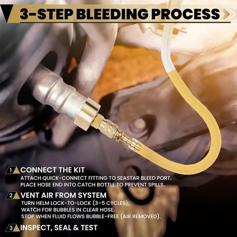 Hydraulic Steering Bleed Kit With Quick Connect Filler Hose For All Outboard Sterndrive And Inboard Systems Universal Refilling And Bleeding Tool For Smooth Reliable Steering Maintenance