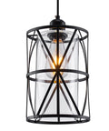 Black Industrial Metal Pendant Light With Clear Glass Shade For Kitchen Island Sink Counter And Dining Room Transitional Cylinder Pendant Lighting Fixture Vintage Modern Industrial Style With Sleek And Chic Vibe