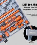 10 Ton Portable Hydraulics Porta Power Kit With 4.6 Ft Long Hose And Extended Handle Auto Body Frame Repair Jack System Includes Sturdy Carry Case, organized in carrying case.