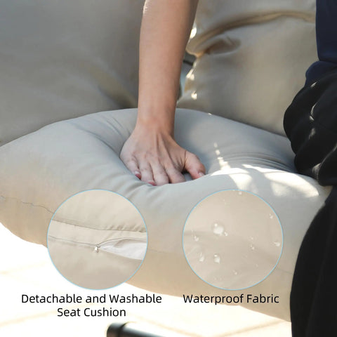 Close-up of Egg Chair With Stand Hammock Swing Chair Foldable Hanging Loveseat featuring waterproof, removable cushion