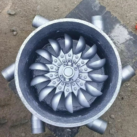 Top view of Beast 3000W Water Turbine Generator 220V Micro Hydroelectric System With Dual Ballasts And Six 50mm PVC Pipes.