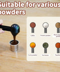One-Handed Scoop With Funnel For Ground Coffee Protein Powder And Tea, 2 Tbsp Mess Free Pour, Spill Proof Funnel Keeps Spills In Check, Reusable K Cup Refiller Compatible, Black, 1 Pack being used to fill K-Cup with coffee grounds.