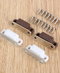 Pack Of 5 Magnetic Door Catches For Cabinets And Wardrobes Strong Magnetic Cabinet Latch White And Brown 27 By 10 Millimeter Includes Screws