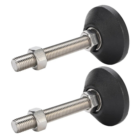 Two Pack Black Nylon Leveling Feet With M16 Thread, 80mm Round Base, 100mm Adjustable Height, Heavy Duty Floor Levelers for Furniture