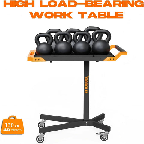 Mobile Rolling Tool Cart With 8 Adjustable Heights From 34.25 To 48.03 Inches Adjustable Work Bench For Garage 110 Lb Capacity On Wheels