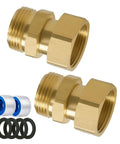 Two Pack Garden Hose Swivel Connector Three Quarter Inch GHT, 360 Degree Rotating Brass Hose Adapters to Prevent Twists and Kinks, Durable Corrosion Resistant, Easy Install, Heavy Duty Water Flow brass connectors with seals