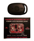 Arc V Pro Grade Multi Color Drone Strobe With Remote Control, shown with packaging detailing anti-collision light modes