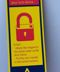 Instruction guide on Six Pack Magnetic Lockdown Strips For Iron Door Frames, No Brainer Emergency Lockdown Solution, Yellow