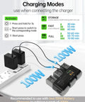 Parallel Charging Hub for DJI Air 3 and Air 3S Drones With 200W USB-C Charger showing charging modes and LED display.
