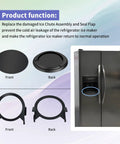 241688401 And 241688701 Refrigerator Dispenser Ice Chute Assembly And Door Seal Flap Replacement For Common Refrigerator Models Easy Install With Ice Chute Door Seal And Ice Maker Compatible Parts. Black front and back views on refrigerator dispenser