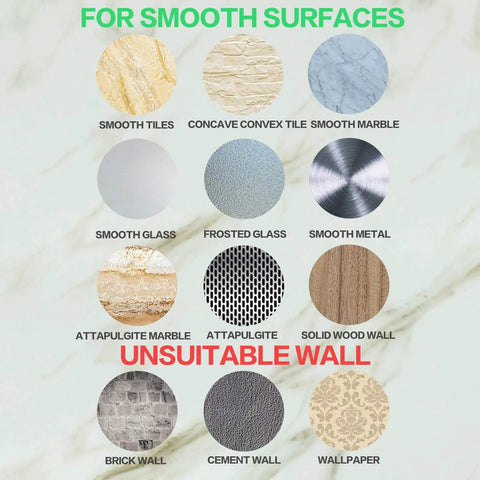 Guide to suitable and unsuitable surfaces for Heavy Duty Adhesive Hooks Black Self Adhesive That Really Grip Holds.