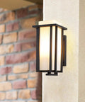 Big Outdoor Wall Light Lantern For Porch Exterior All Weather Rustproof Black Fixture With Frosted Glass mounted on wall