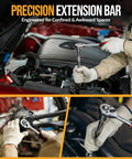 Professional Grade Mini Socket Set Featuring Quick Grip Ratchet And Extension Bar in use on a vehicle's engine compartment.