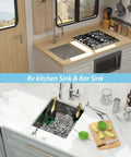 Undermount Bar Prep Sink 14x18 Inch Deep Single Bowl, 18 Gauge T304 Stainless Steel With Brushed Finish in RV kitchen.