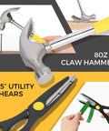 Claw hammer and utility shears from 39 Piece Home Tool Set With Hammer Screwdrivers Pliers And Wrench In Compact Case For Home Repairs DIY Projects And Everyday Maintenance Great For Quick Home Fixes And Everyday Tasks With Durable Tools Built To Last.