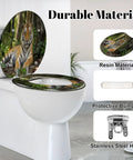 Round Tiger portrait Toilet Seat with durable resin material and soft-close hinge on a bathroom toilet.