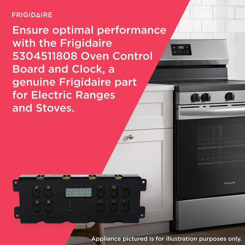 5304511908 Oven Control Board And Clock For Electric Ranges And Stoves Black Replacement Part Shown Installed In Range