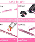 Installation steps showing 10 Pieces 8 AWG Heat Shrink Butt Connectors Kit Waterproof Insulated Marine Automotive Crimp Terminals.
