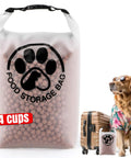 Transparent Leak Proof Pet Food Storage Bag For Travel With Roll Top Closure And Airtight Seal Keeps Kibble Fresh, 14 Cups Capacity