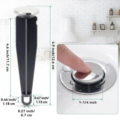 Solid Two Piece Bathroom Sink Drain Pop Up Assembly Kit Featuring Heavy Duty Pivot Ball Rod And Tight Snap Plug For Quick Swap Outs And No Sweat Fixes Around The House