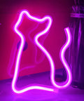 Pink Cat Neon Sign LED Light Powered By USB Or Three AA Batteries for desk table decor and bedroom wall accent